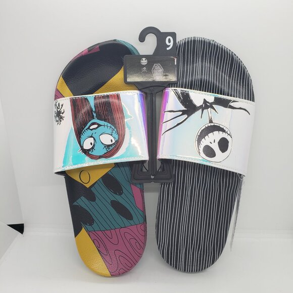 Nightmare Before Christmas Slides Sandals Women's 9 Jack Skellington Sally Xmas - Picture 3 of 11